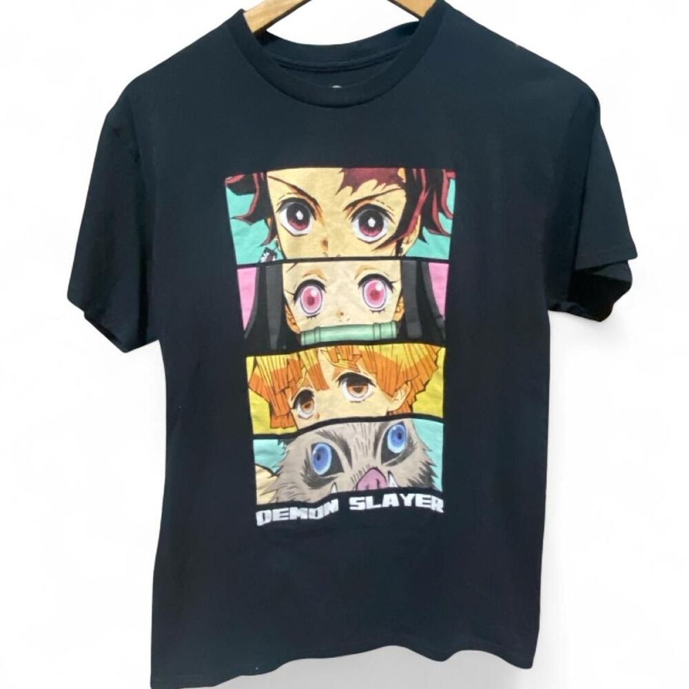 Demon Slayer Anime T Shirt Men's Medium Black Graphic Tanjiro Nezuko Tee